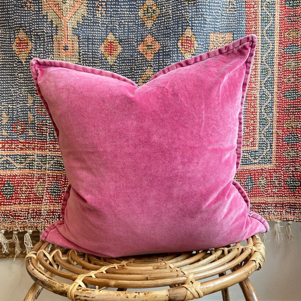 Stonewashed Velvet Cushion Cover - Magenta - RhoolCushionStone Washed VelvetStonewashed Velvet Cushion Cover - Magenta