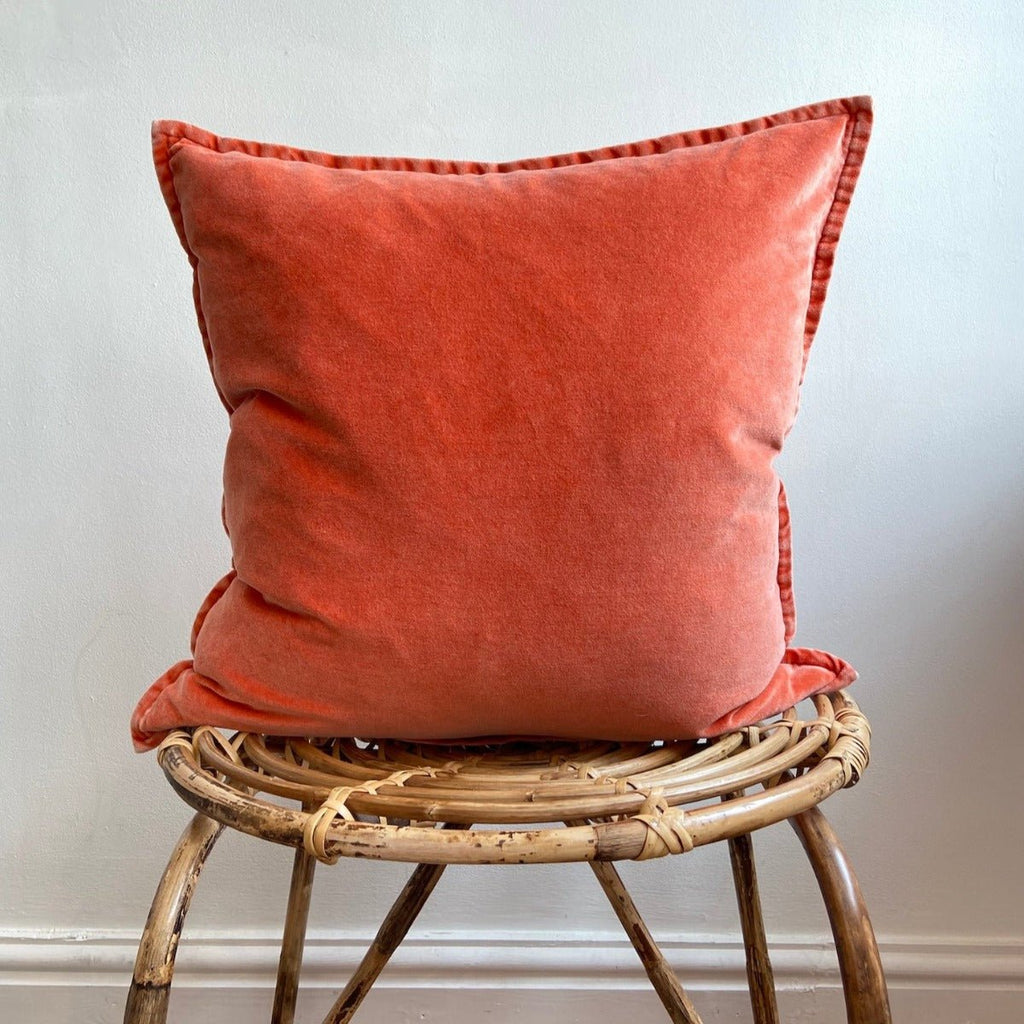 Stonewashed Velvet Cushion Cover - Mandarin - RhoolCushionStone Washed VelvetStonewashed Velvet Cushion Cover - Mandarin