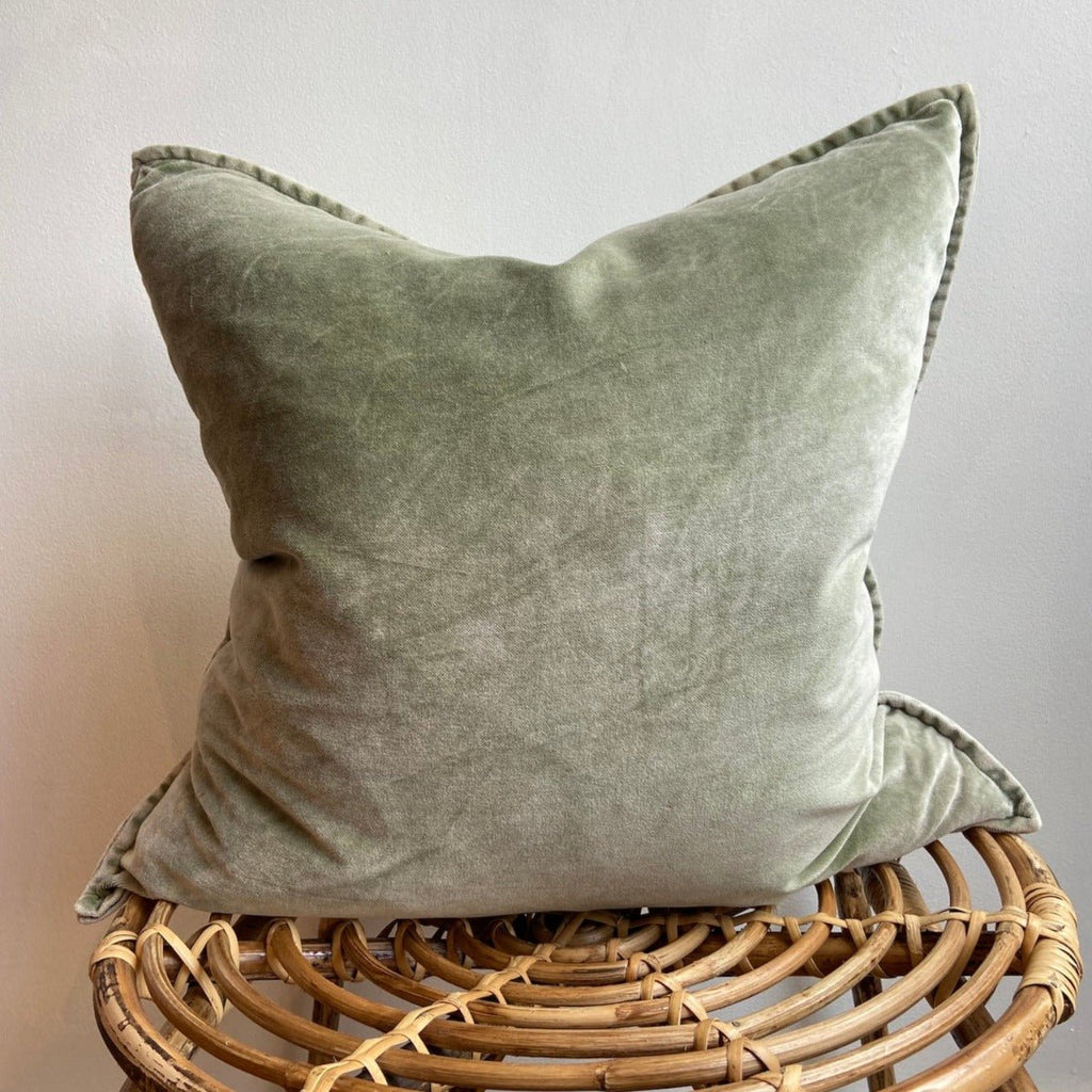 Stonewashed Velvet Cushion Cover - Pale Green - RhoolChair & Sofa CushionsStone Washed VelvetStonewashed Velvet Cushion Cover - Pale Green