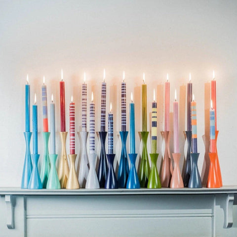 Striped Indigo, Jasmine & Olive Eco Dinner Candles - RhoolCandlesBritish Colour StandardBritish Colour Standard Candles Striped Indigo, Jasmine & Olive Eco Dinner Candles 5060344514023