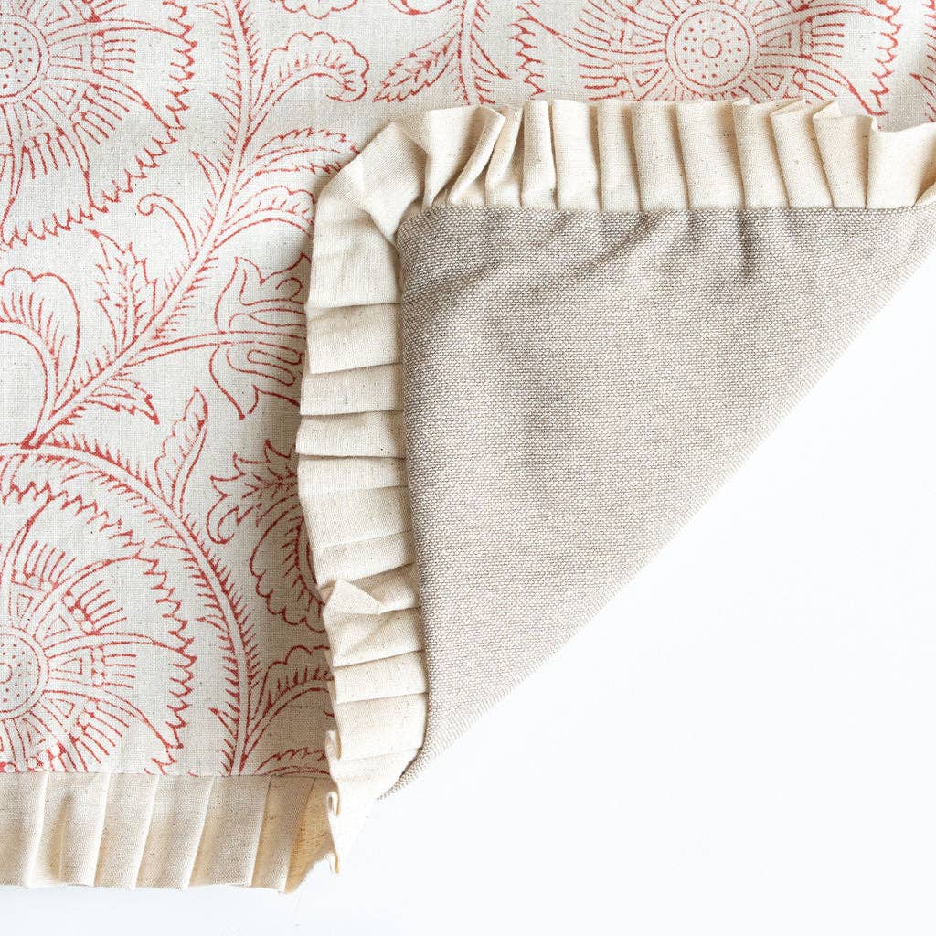 Block Print Cotton Bolster Cushion Cover - Red and off White - RhoolCushionRhoolBlock Print Cotton Bolster Cushion Cover - Red and off White