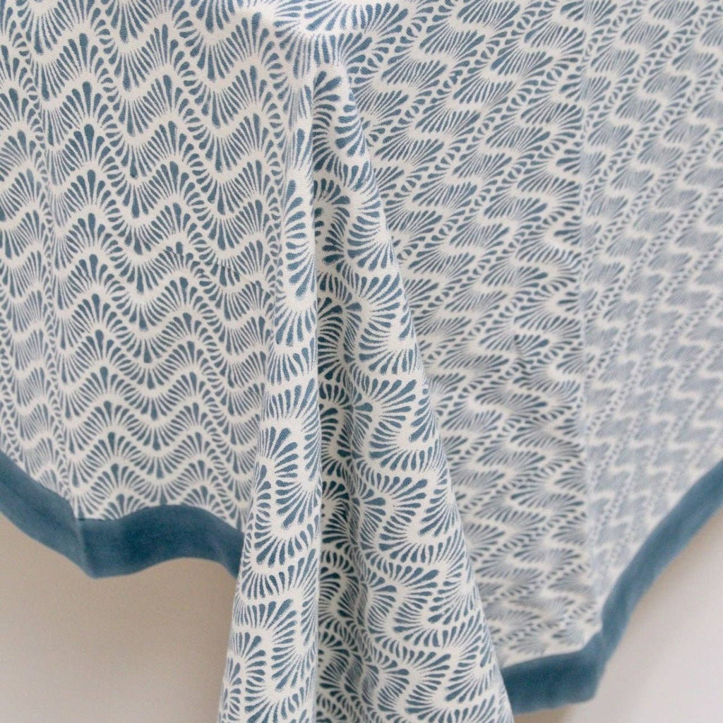 Block Print Tablecloth - Blue Waves - RhoolTableclothsRozablueBlock Print Tablecloth - Blue Waves