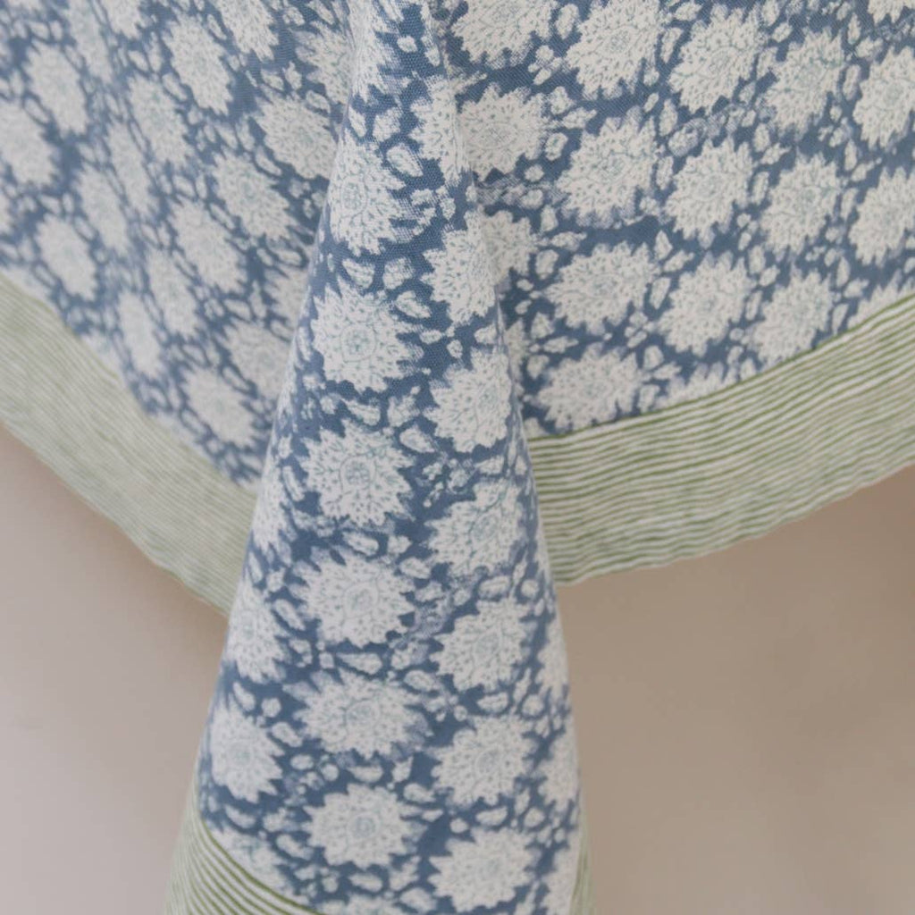 Block Print Tablecloth - Blue/Green - RhoolTableclothsRozablueBlock Print Tablecloth - Blue/Green