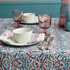 Block Print Tablecloth - Cherry/Blue Floral - RhoolTableclothsRozablueBlock Print Tablecloth - Cherry/Blue Floral