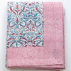 Block Print Tablecloth - Cherry/Blue Floral - RhoolTableclothsRozablueBlock Print Tablecloth - Cherry/Blue Floral