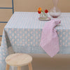 Block Print Tablecloth - Dusty Blue and Pink - RhoolTableclothsRozablueBlock Print Tablecloth - Dusty Blue and Pink