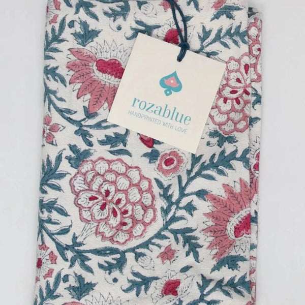 Block Print Tea Towel - Blue and Cherry - RhoolTea TowelsRozablueBlock Print Tea Towel - Blue and Cherry