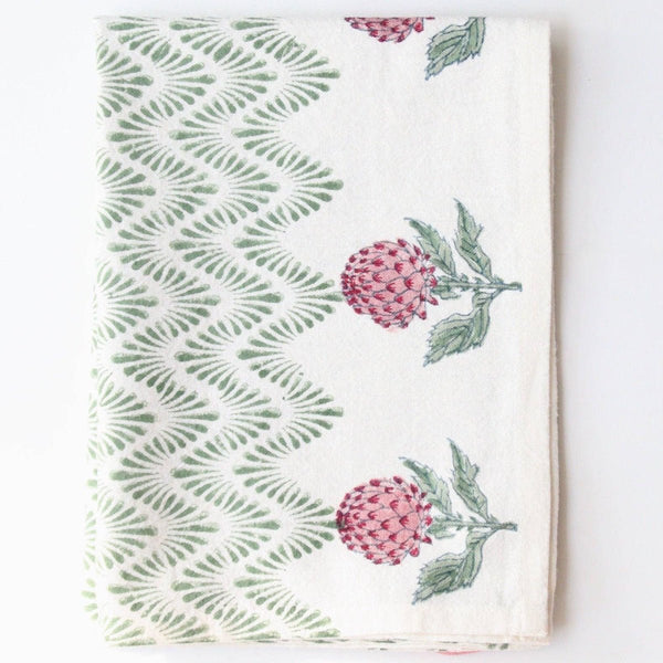 Block Print Tea Towel - Green Waves - RhoolTea TowelsRozablueBlock Print Tea Towel - Green Waves