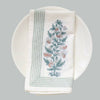 Block Printed Napkins - Pink Flower - RhoolNapkinRozablueBlock Printed Napkins - Pink Flower