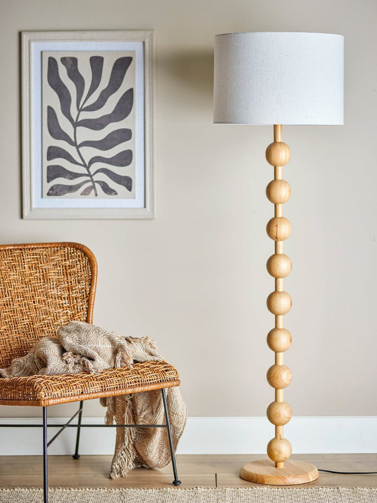 Bloomingville Bobbin Floor Lamp and Linen Shade - RhoolFloor LampBloomingvilleBloomingville Bobbin Floor Lamp and Linen Shade
