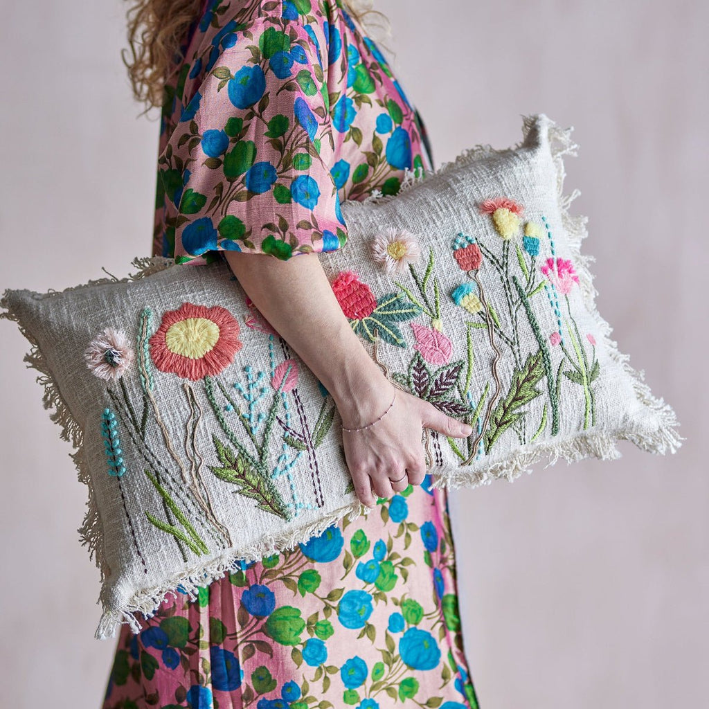 Bloomingville Embroidered Cushion - Flowers - RhoolCushionBloomingvilleBloomingville Embroidered Cushion - Flowers