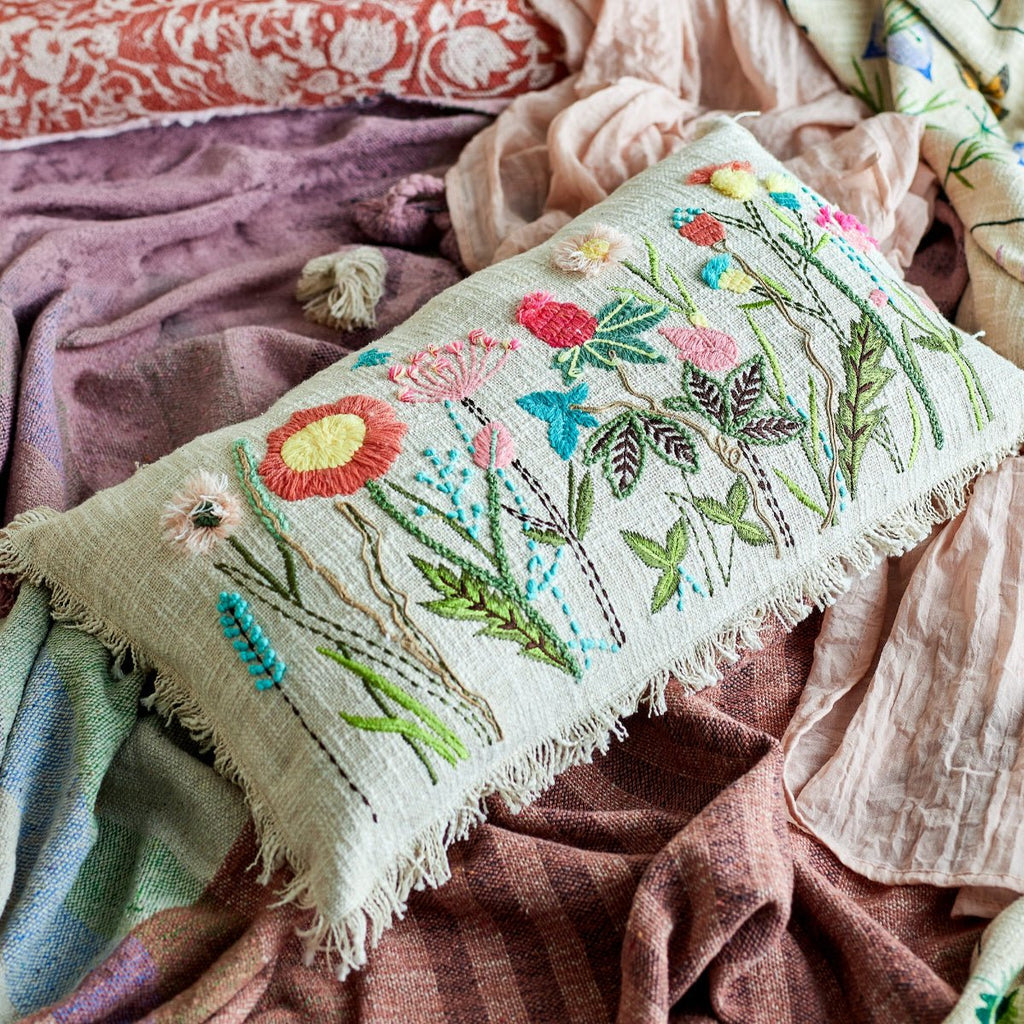 Bloomingville Embroidered Cushion - Flowers - RhoolCushionBloomingvilleBloomingville Embroidered Cushion - Flowers