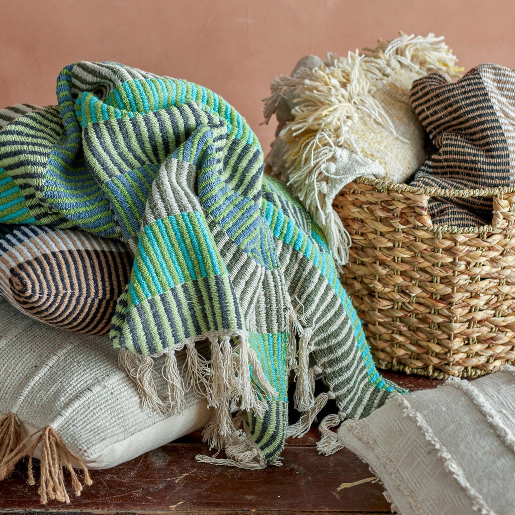 Bloomingville Recycled Cotton Throw - Green/Blue - RhoolThrowBloomingvilleBloomingville Recycled Cotton Throw - Green/Blue