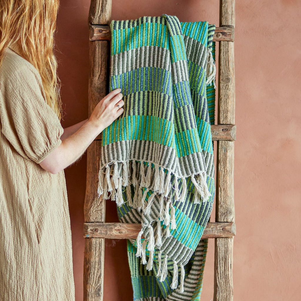 Bloomingville Recycled Cotton Throw - Green/Blue - RhoolThrowBloomingvilleBloomingville Recycled Cotton Throw - Green/Blue
