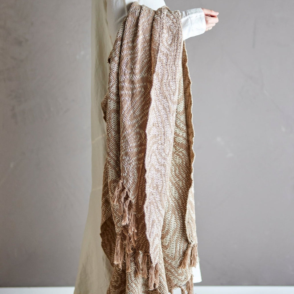 Bloomingville Recycled Cotton Throw - Tan and White - RhoolThrowBloomingvilleBloomingville Recycled Cotton Throw - Tan and White