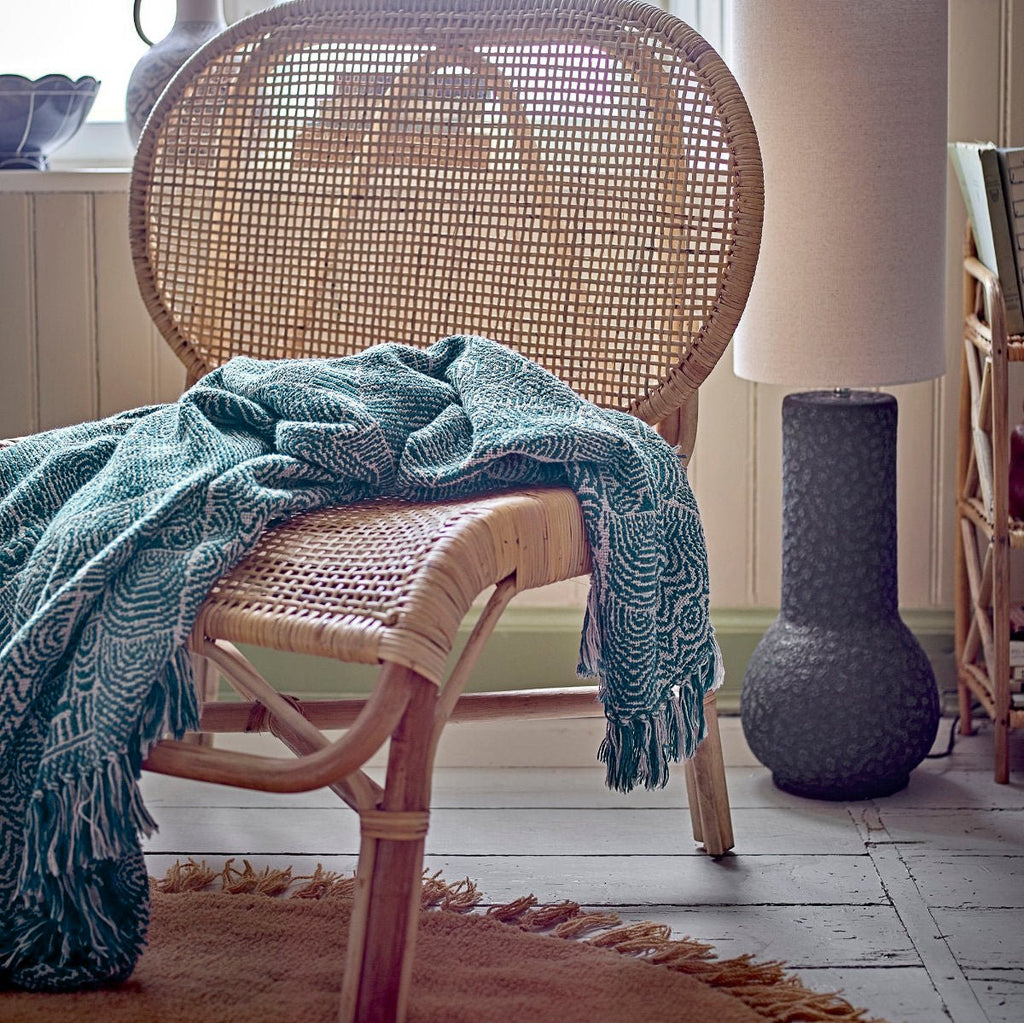 Bloomingville Recycled Soft Cotton Throw - Blue,Cream - RhoolThrowBloomingvilleBlue and Cream Throw - RhoolThrowBloomingvilleBlue and Cream Throw