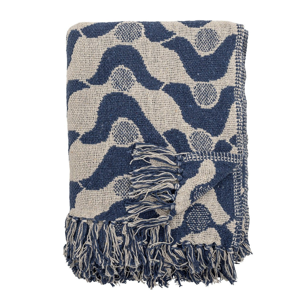Bloomingville Recycled Soft Cotton Throw - Blue/Neutral - RhoolThrowBloomingvilleBloomingville Recycled Soft Cotton Throw - Blue/Neutral
