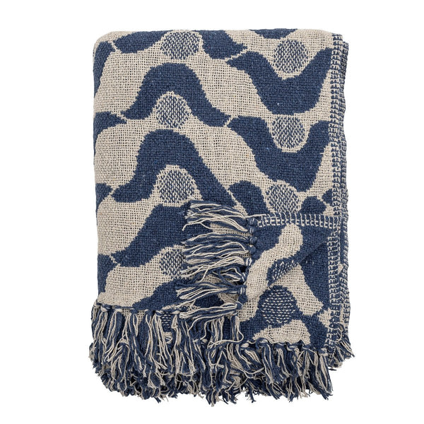 Bloomingville Recycled Soft Cotton Throw - Blue/Neutral - RhoolThrowBloomingvilleBloomingville Recycled Soft Cotton Throw - Blue/Neutral