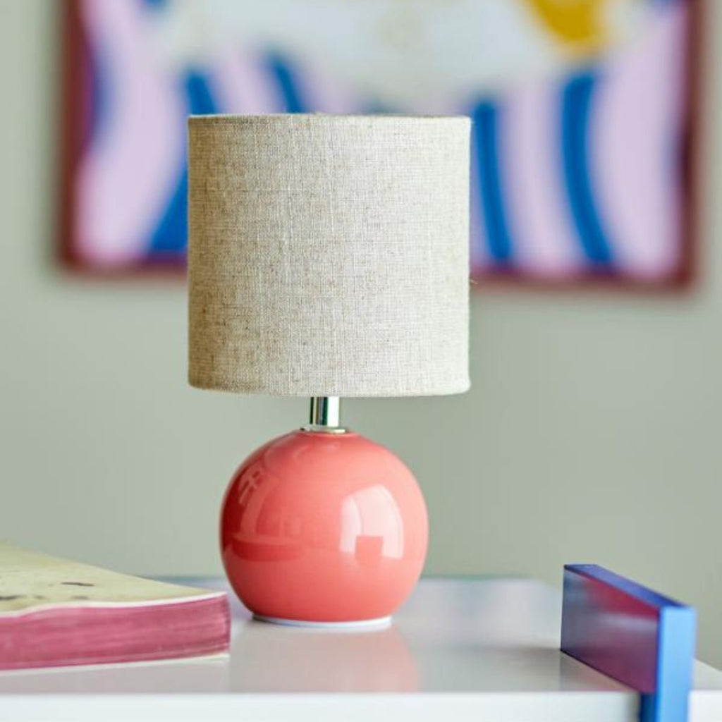 Bloomingville Small Ceramic Side Lamp with Shade - Rose Pink - RhoolLampBloomingvilleBloomingville Small Ceramic Side Lamp with Shade - Rose Pink