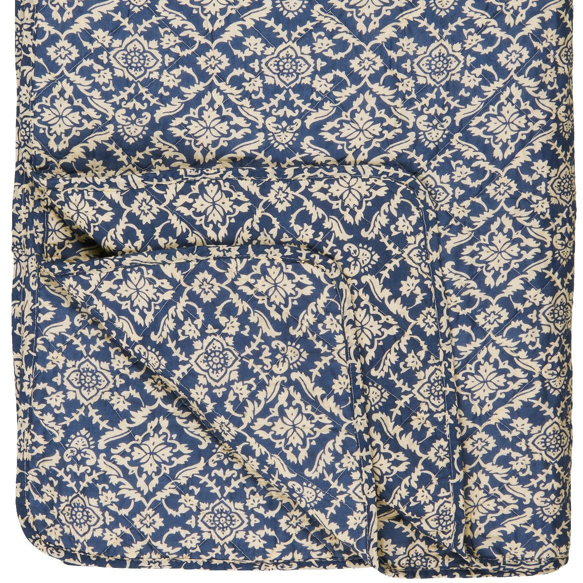Cotton Quilt Blue Block Print Rhool