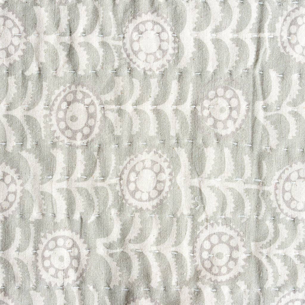 Hand Block Printed Bolster Cushion Cover - Soft White and Pale Sage - RhoolCushionRhoolHand Block Printed Bolster Cushion Cover - Soft White and Pale Sage