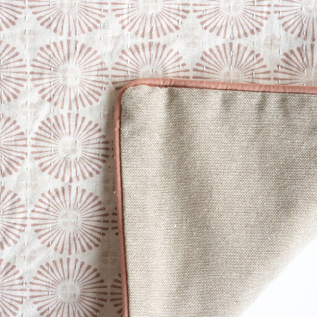 Hand Block Printed Cushion Cover - Soft White and Pale Terracotta - RhoolCushionRhoolHand Block Printed Cushion Cover - Soft White and Pale Terracotta