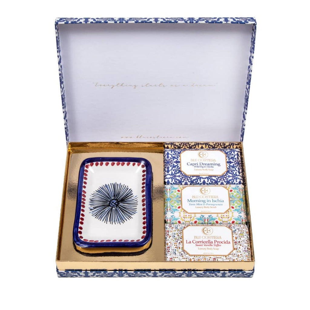 Hand Made Italian 3 Soaps and Dish Set - RhoolSoapBlu CostieraHand Made Italian 3 Soaps and Dish Set