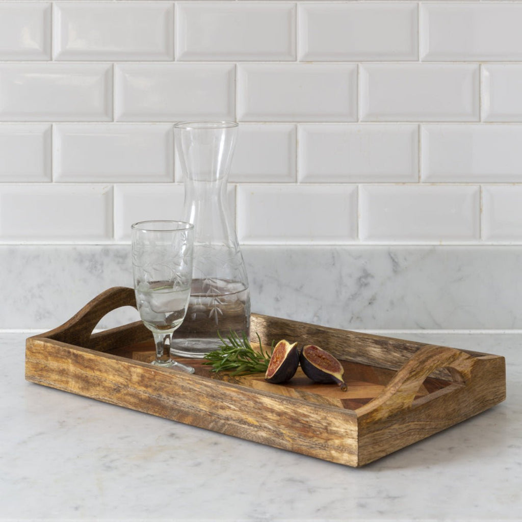 Herringbone Mango Wood Tray - Handles - RhoolTrayRhoolHerringbone Mango Wood Tray - Handles