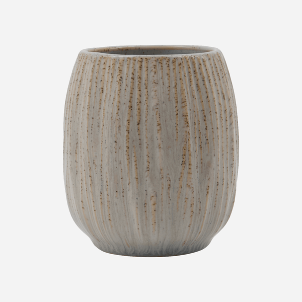 House Doctor Ceramic Bathroom Tumbler - Off White - RhoolTumblerHouse DoctorGray ceramic tumbler with textured design on a light gray background