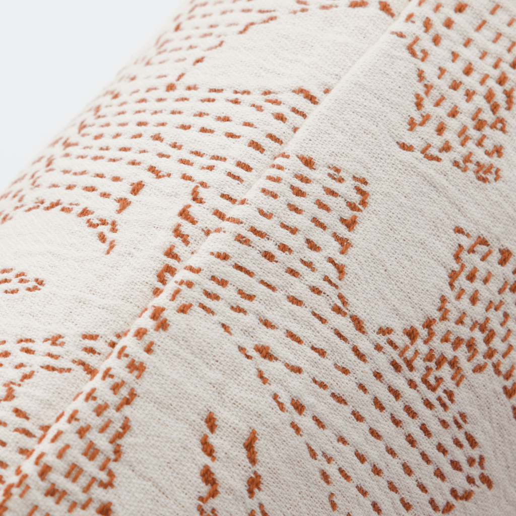 House Doctor Cotton Stitched Abstract Cushion Cover - Terracotta and White - RhoolCushionHouse DoctorHouse Doctor Cotton Stitched Abstract Cushion Cover - Terracotta and White