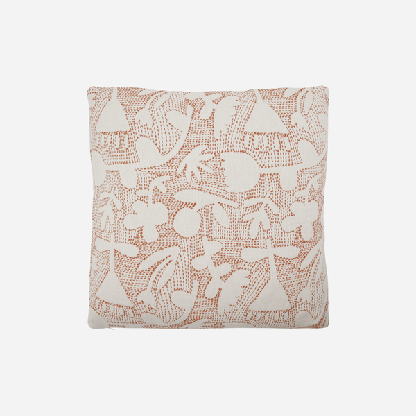 House Doctor Cotton Stitched Abstract Cushion Cover - Terracotta and White - RhoolCushionHouse DoctorHouse Doctor Cotton Stitched Abstract Cushion Cover - Terracotta and White