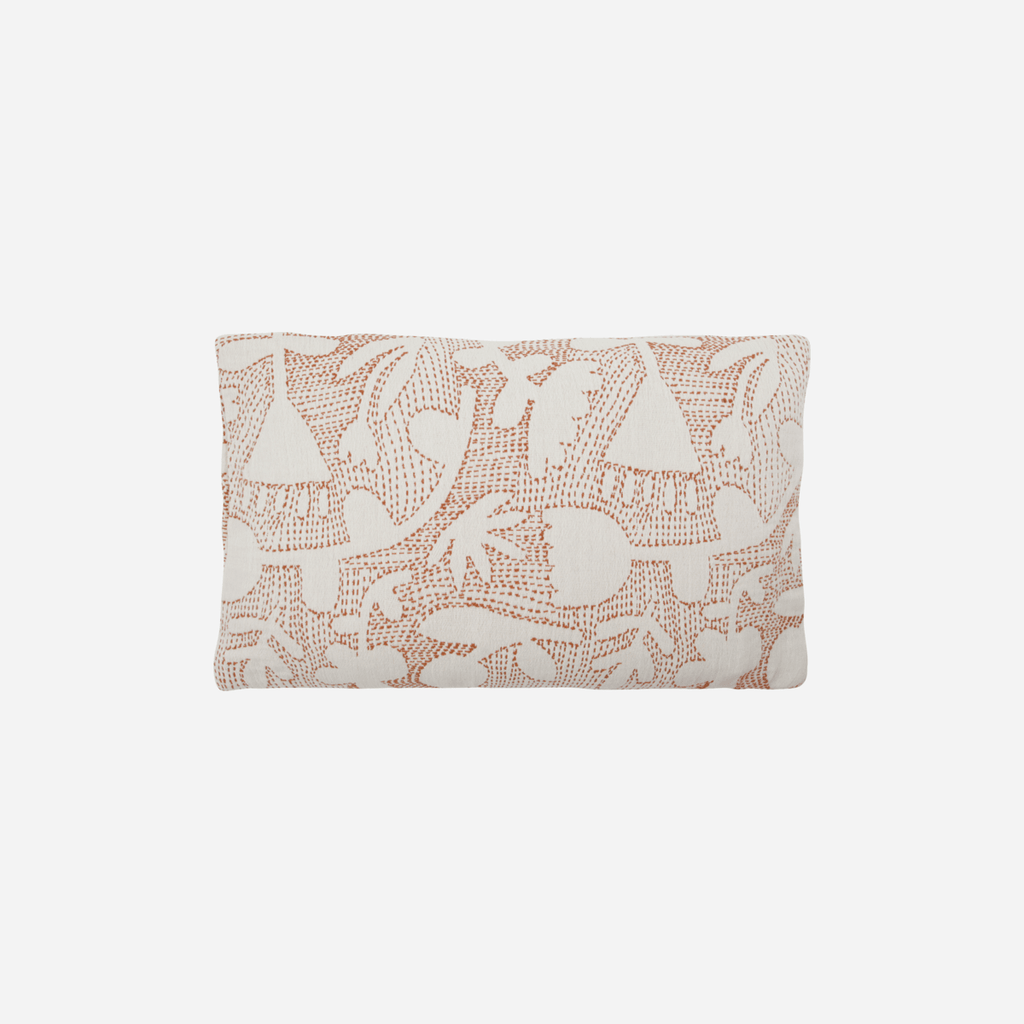 House Doctor Cotton Stitched Abstract Cushion Cover - Terracotta and White - RhoolCushionHouse DoctorHouse Doctor Cotton Stitched Abstract Cushion Cover - Terracotta and White