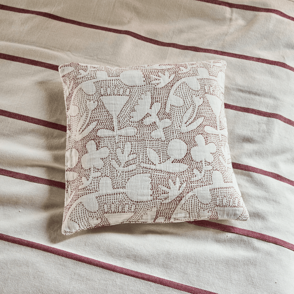 House Doctor Cotton Stitched Abstract Cushion Cover - Terracotta and White - RhoolCushionHouse DoctorHouse Doctor Cotton Stitched Abstract Cushion Cover - Terracotta and White