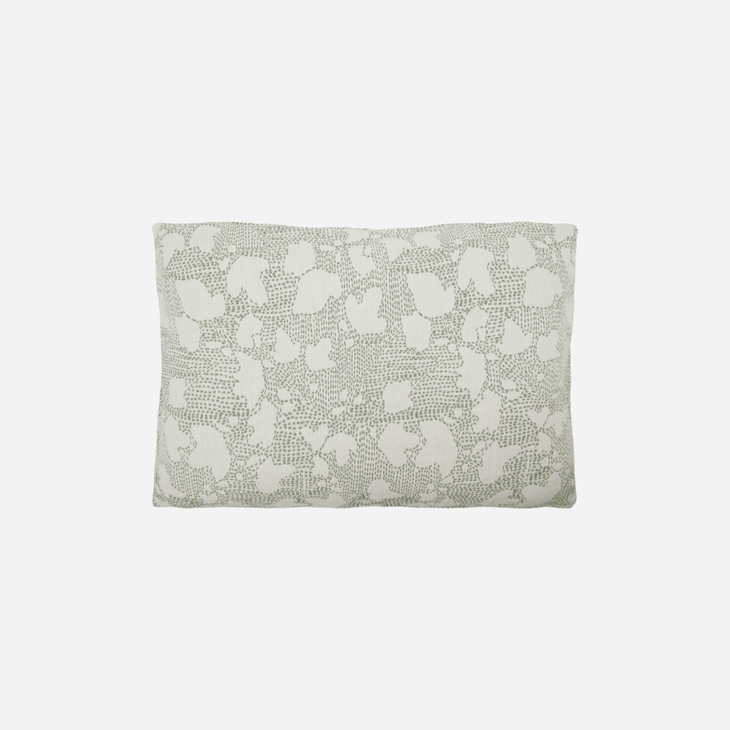 House Doctor Cotton Stitched Leaf Cushion Cover - Sage Green and White - RhoolCushionHouse DoctorHouse Doctor Cotton Stitched Leaf Cushion Cover - Sage Green and White