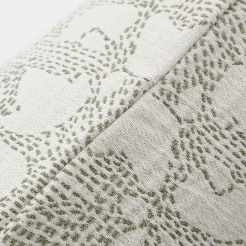 House Doctor Cotton Stitched Leaf Cushion Cover - Sage Green and White - RhoolCushionHouse DoctorHouse Doctor Cotton Stitched Leaf Cushion Cover - Sage Green and White