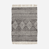 House Doctor Geometric Jute and Cotton Mat - Black - RhoolRugHouse DoctorBlack and white patterned rug with fringes on a light gray background