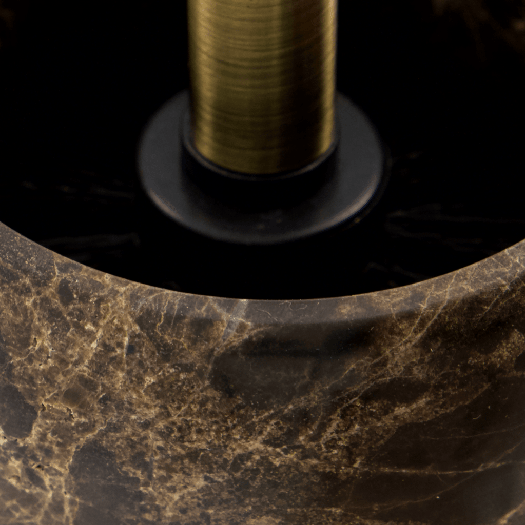 House Doctor Marble Toilet Brush - RhoolToilet BrushHouse DoctorClose - up of a marble base with a metallic column on a black background