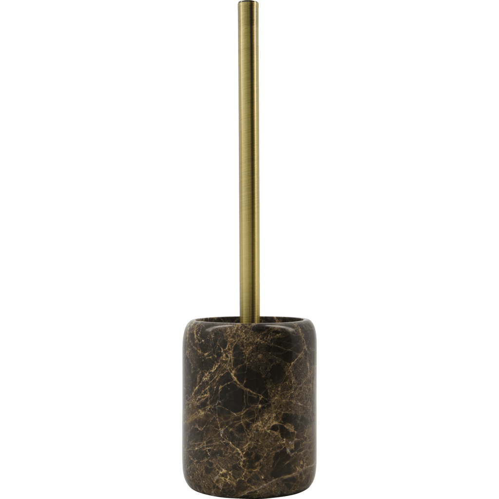 House Doctor Marble Toilet Brush - RhoolToilet BrushHouse DoctorMarble - textured toilet brush holder with gold handle on a white background