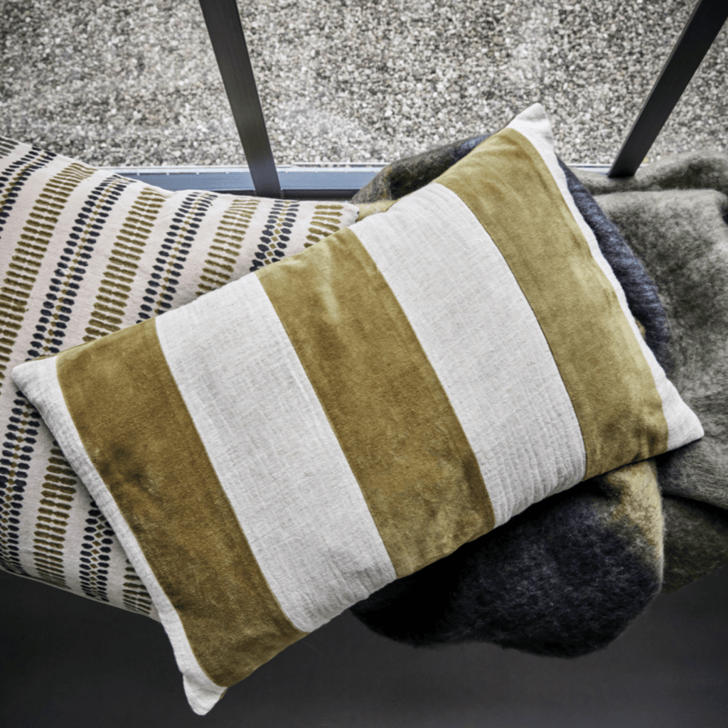 House Doctor Striped Velvet and Linen Cushion Cover - Amber - RhoolCushionHouse DoctorHouse Doctor Striped Velvet and Linen Cushion Cover - Amber