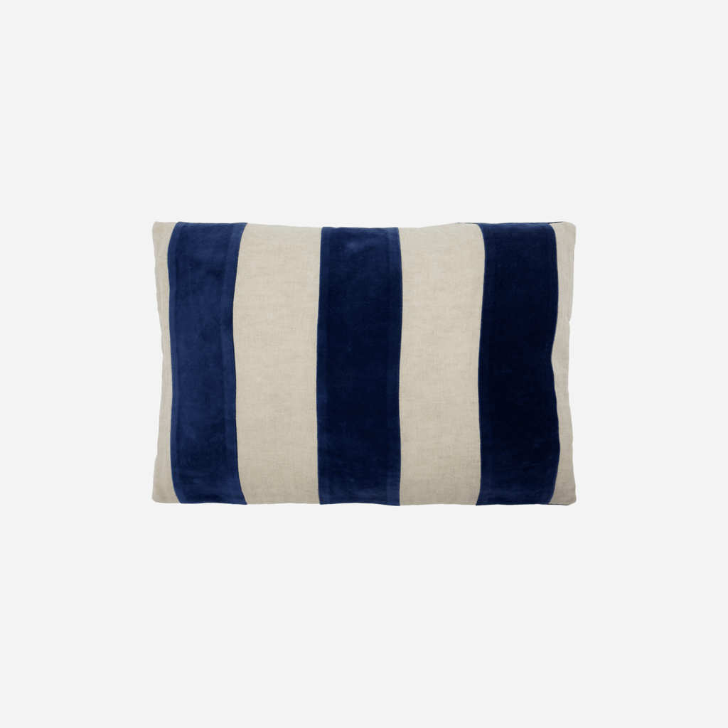 House Doctor Striped Velvet and Linen Cushion Cover - Blue - RhoolCushionHouse DoctorHouse Doctor Striped Velvet and Linen Cushion Cover - Blue