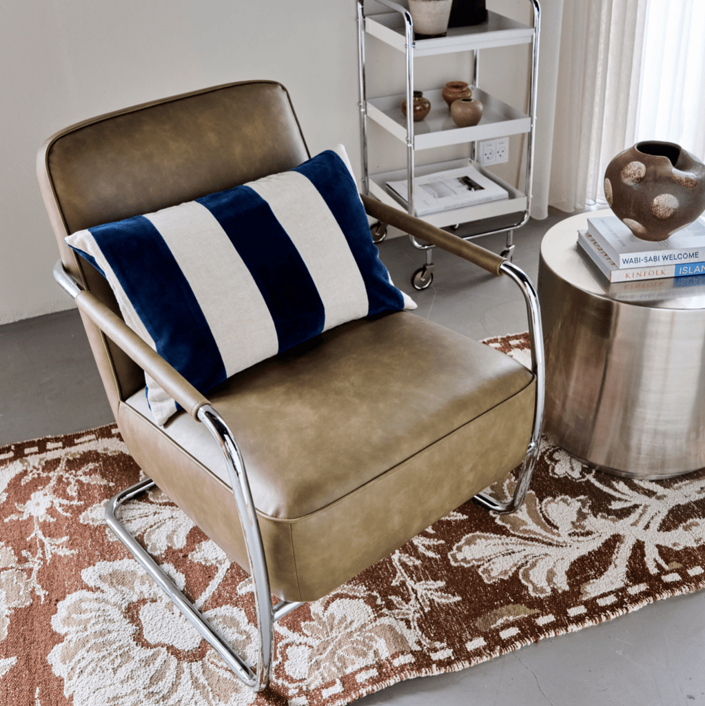 House Doctor Striped Velvet and Linen Cushion Cover - Blue - RhoolCushionHouse DoctorHouse Doctor Striped Velvet and Linen Cushion Cover - Blue