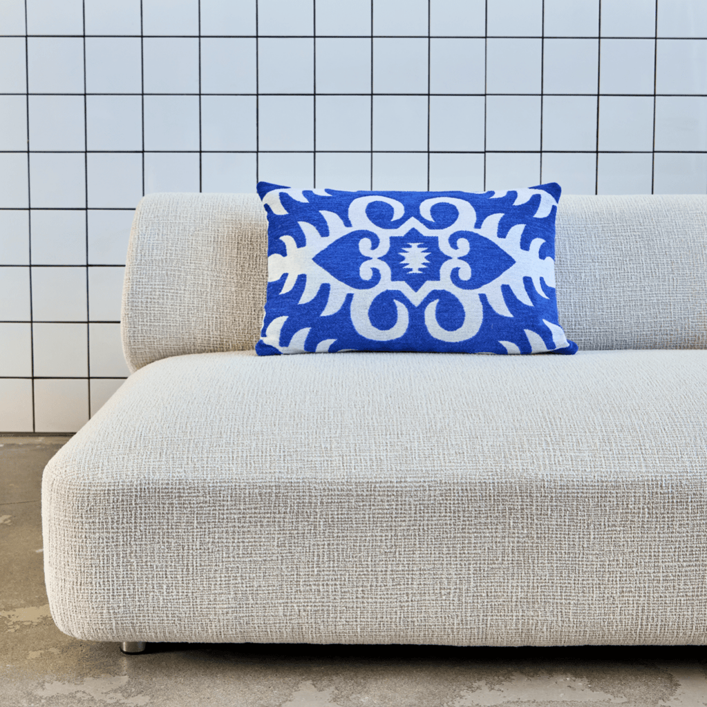 House Doctor Woven Cotton Cushion Cover - Blue and Off White - RhoolCushionHouse DoctorHouse Doctor Woven Cotton Cushion Cover - Blue and Off White