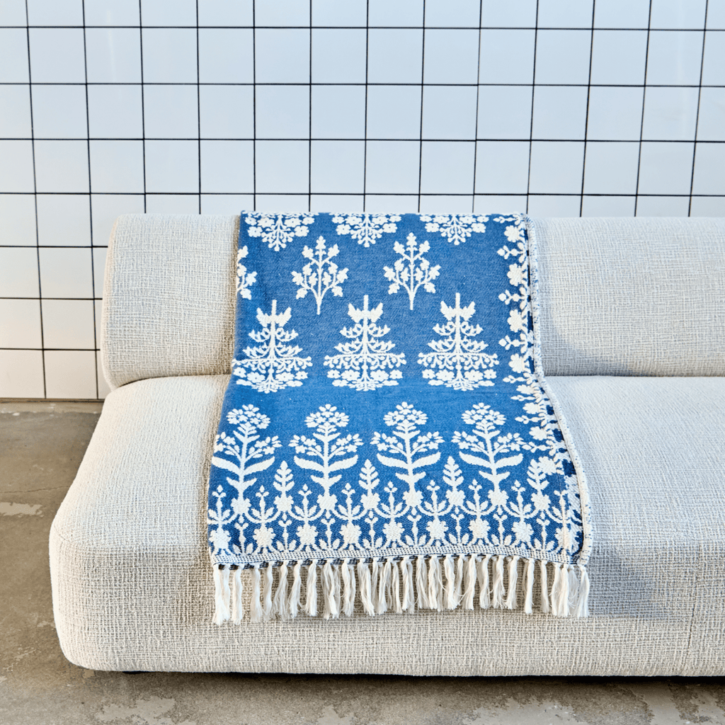 House Doctor Woven Cotton Throw - Blue and White - RhoolThrowHouse DoctorHouse Doctor Woven Cotton Throw - Blue and White