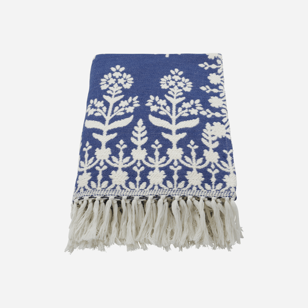 House Doctor Woven Cotton Throw - Blue and White - RhoolThrowHouse DoctorHouse Doctor Woven Cotton Throw - Blue and White