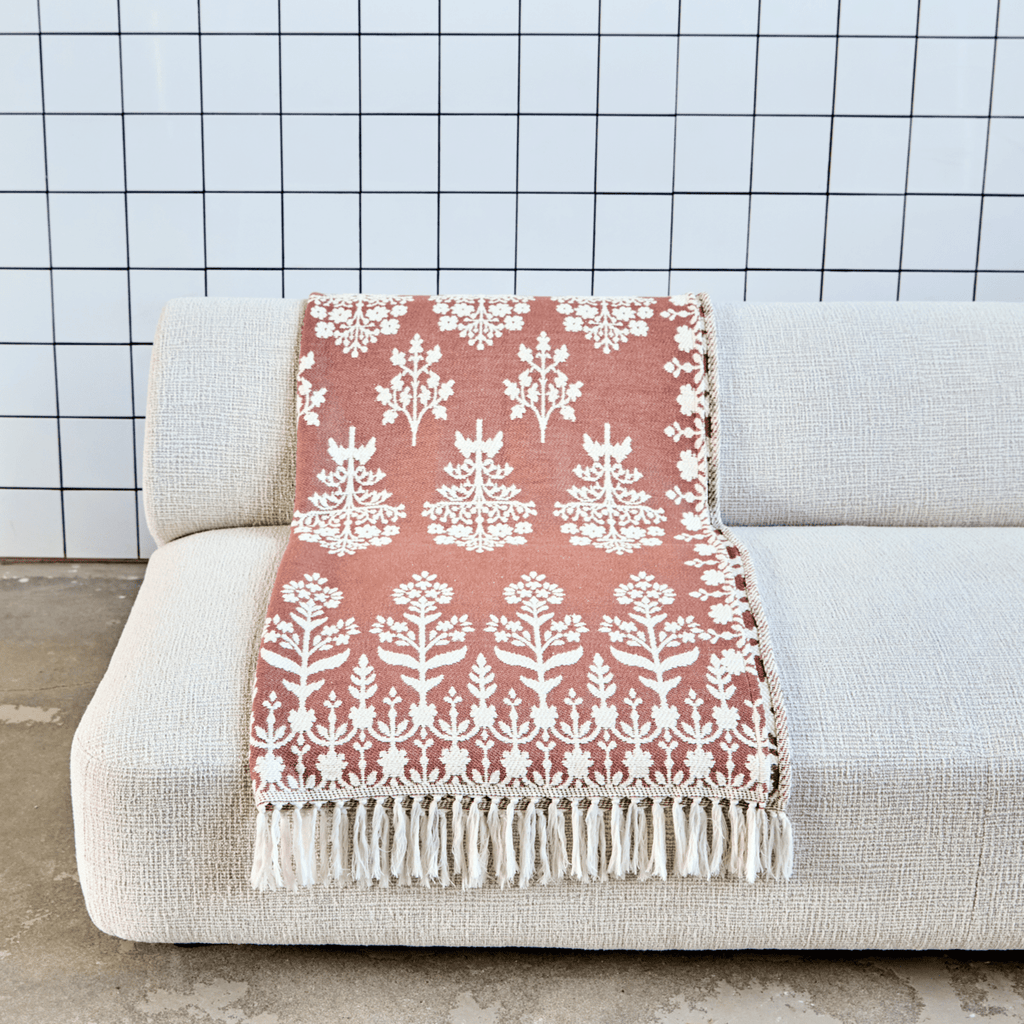 House Doctor Woven Cotton Throw - Terracotta and White - RhoolThrowHouse DoctorHouse Doctor Woven Cotton Throw - Terracotta and White