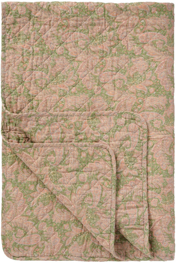 IBLaursen Cotton Quilt - Green/Light Pink Paisley - RhoolQuiltIB LaursenIBLaursen Cotton Quilt - Green/Light Pink Paisley