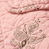 IBLaursen Cotton Quilt - Pink and Dark Grey - RhoolQuiltIB LaursenClose - up of a pink quilt with floral embroidery