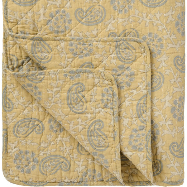 IBLaursen Cotton Quilt - Soft Yellow and Grey Paisley - RhoolQuiltIB LaursenIBLaursen Cotton Quilt - Soft Yellow and Grey Paisley