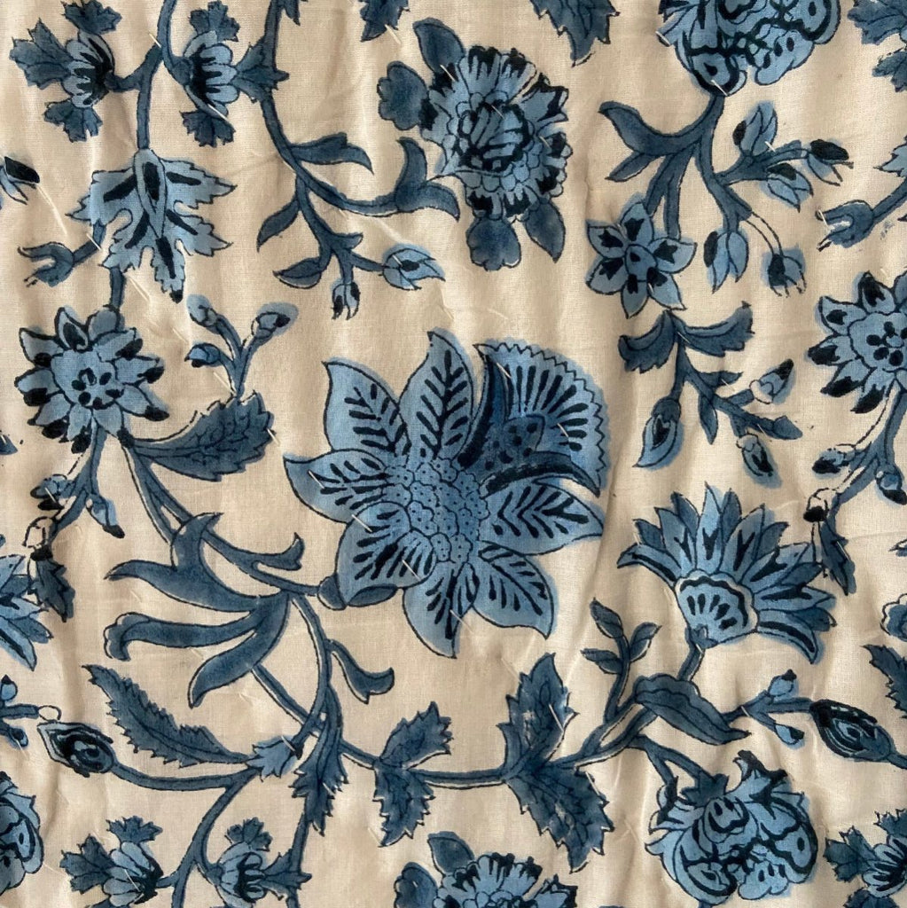 Indian Hand Block Print Cotton Quilt - Blue Diamond - RhoolQuiltRhoolIndian Hand Block Print Cotton Quilt - Blue Diamond