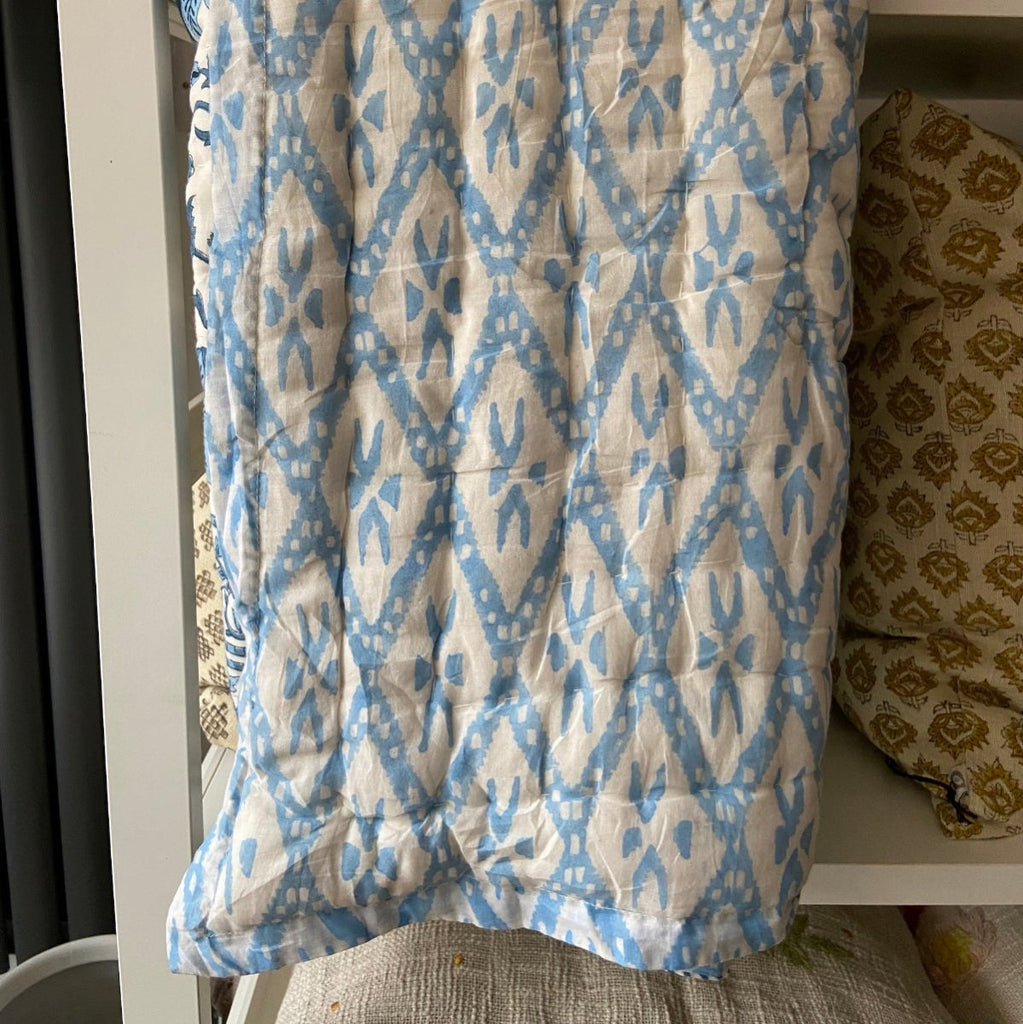 Indian Hand Block Print Cotton Quilt - Blue Diamond - RhoolQuiltRhoolIndian Hand Block Print Cotton Quilt - Blue Diamond